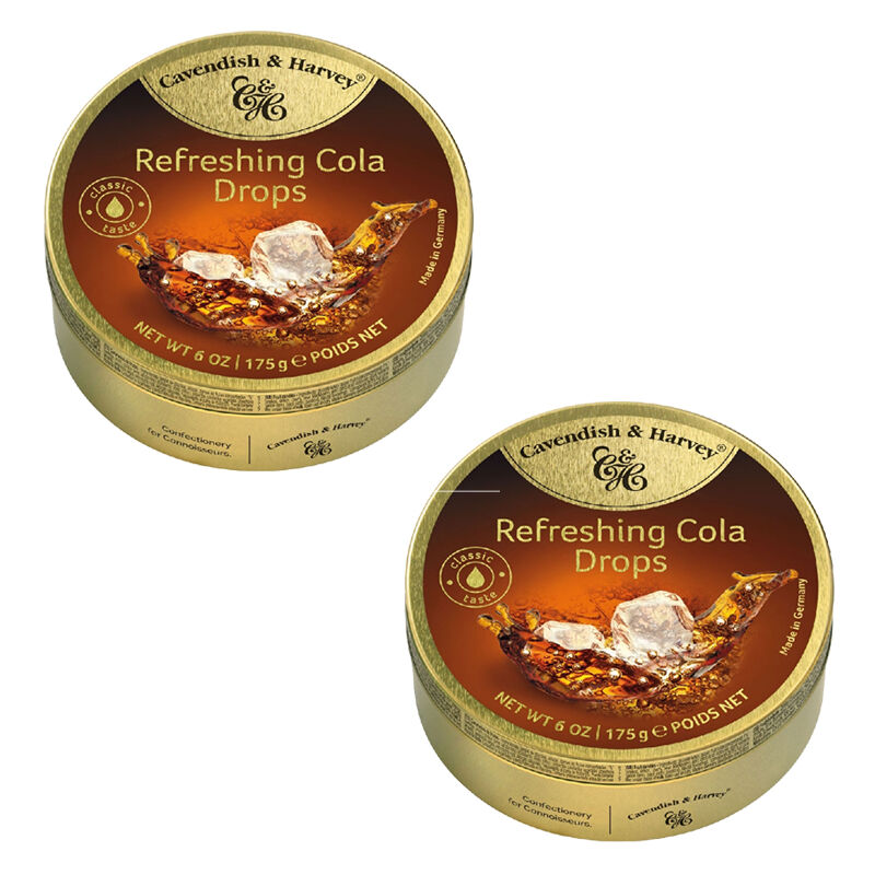 Cavendish & Harvey Cola Drops 2 Pack 175g Tin Refreshing Cola Sweets