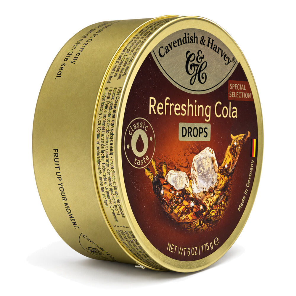Cavendish & Harvey Refreshing Cola Drops 175g Tin Sweets C&H Candy Lollies