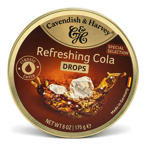 Cavendish & Harvey Refreshing Cola Drops 175g Tin Sweets C&H Candy Lollies