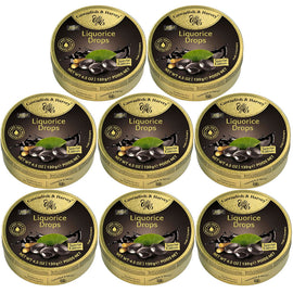 Cavendish and Harvey Liquorice Filled Drops 130g Tin Sweets Candy Lollies x 8