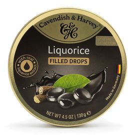 Cavendish & Harvey Liquorice Filled Drops 130g Tin Sweets C&H Candy Lollies