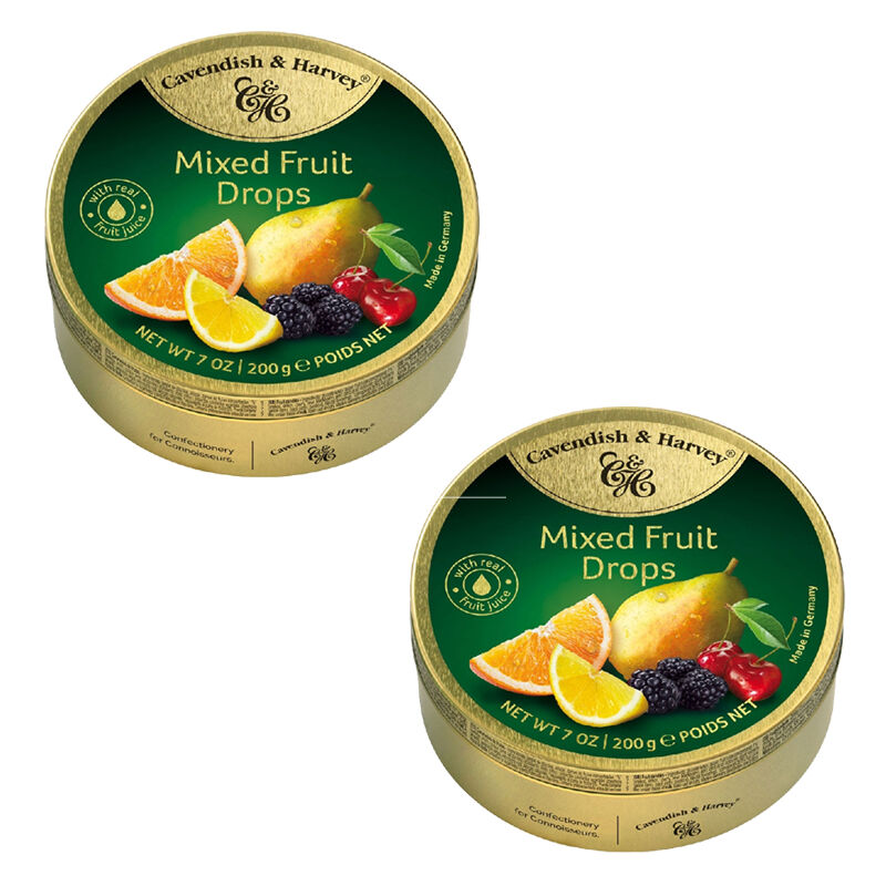 Cavendish & Harvey Mixed Fruit Drops 200g Tin Sweets Pack of 2