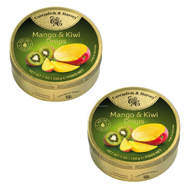 Cavendish & Harvey Mango and Kiwi Drops 200g Tin Sweets Pack of 2