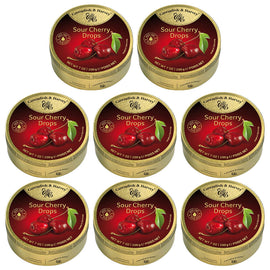 Cavendish and Harvey Sour Cherry Drops 200g Tin Sweets Candy Lollies x 8