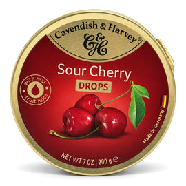 Cavendish & Harvey Sour Cherry Drops 200g Tin Sweets C&H Candy Lollies