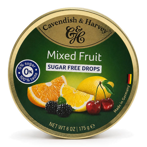 Cavendish & Harvey Sugar Free Mixed Fruit Drops 175g Tin Sweets Candy Lollies