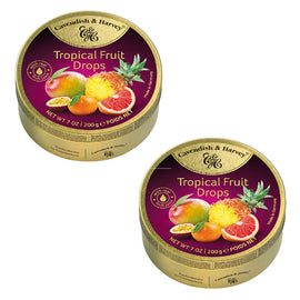 Cavendish & Harvey Tropical Fruit Drops 200g Tin Sweets Pack of 2
