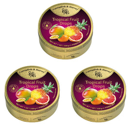 Cavendish and Harvey 3 x Tropical Fruit Drops 200g Tin Sweets C&H Candy Lollies