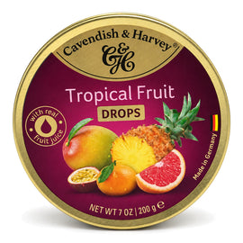 Cavendish & Harvey Tropical Fruit Drops 200g Tin Sweets C&H Candy Lollies