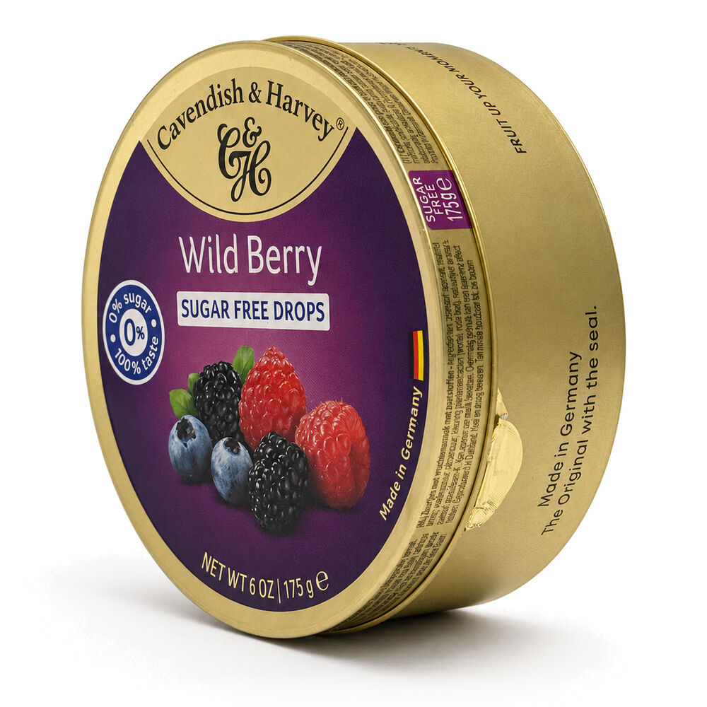 Cavendish & Harvey Tin Sweets 175g Sugar Free Wild Berry