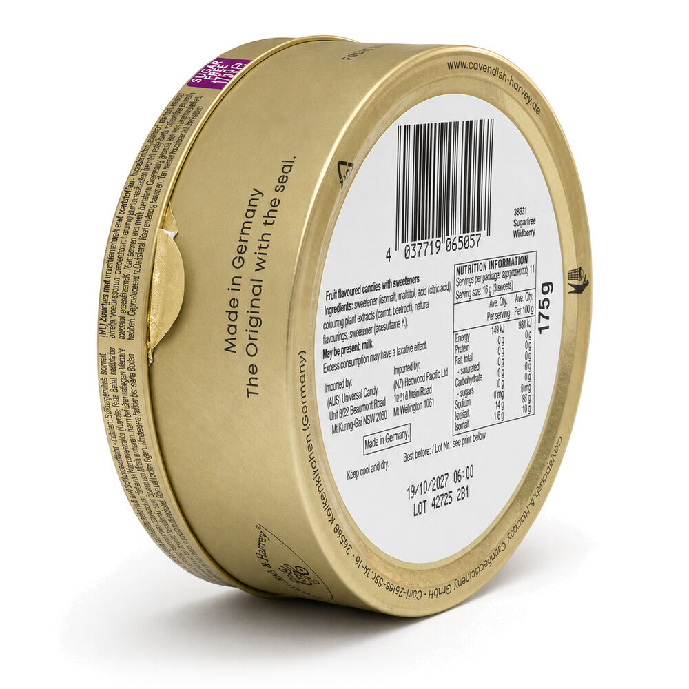Cavendish & Harvey Tin Sweets 175g Sugar Free Wild Berry