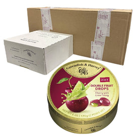 Cavendish and Harvey Double Fruit Cherry Drops Filled With Lime 175g Tin x 50