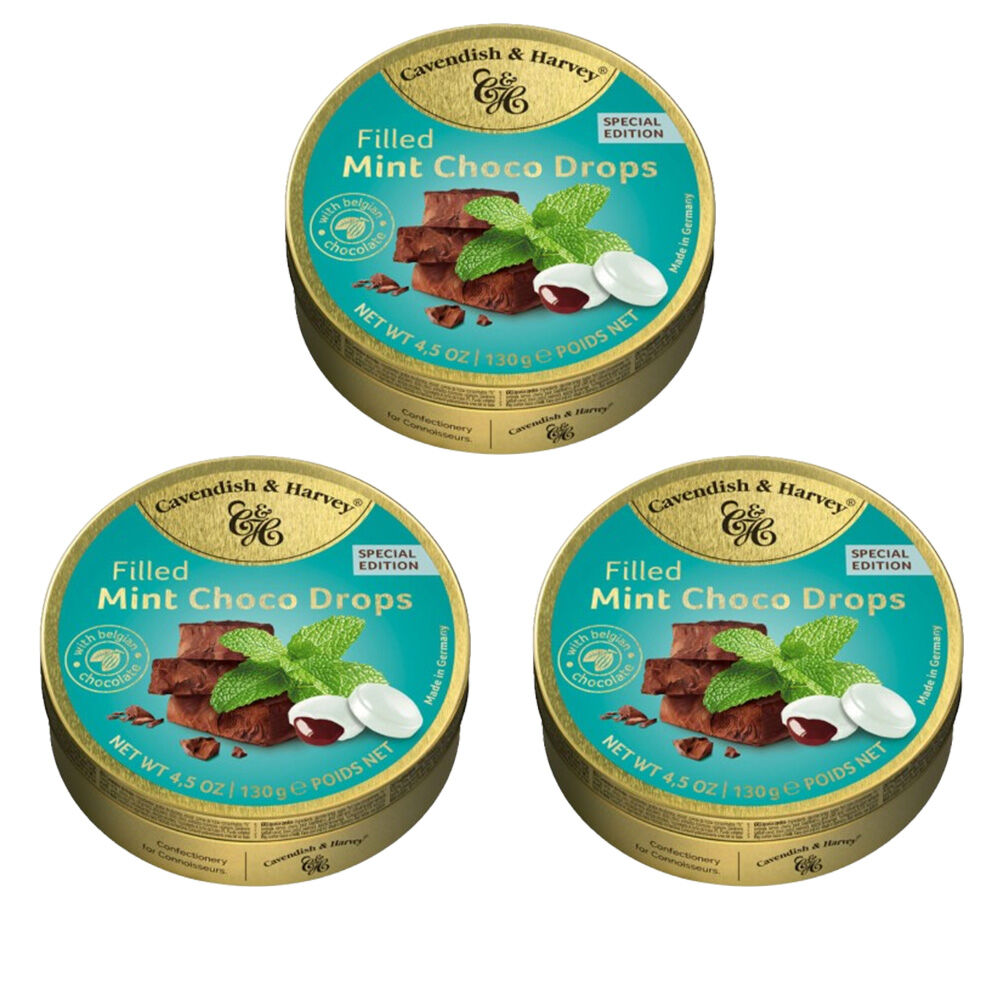 Cavendish and Harvey 3 x Filled Mint Choco Drops 130gm
