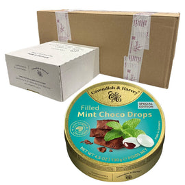 Cavendish and Harvey Filled Mint Choco Drops 130g Tin Sweets Candy Lollies x 60