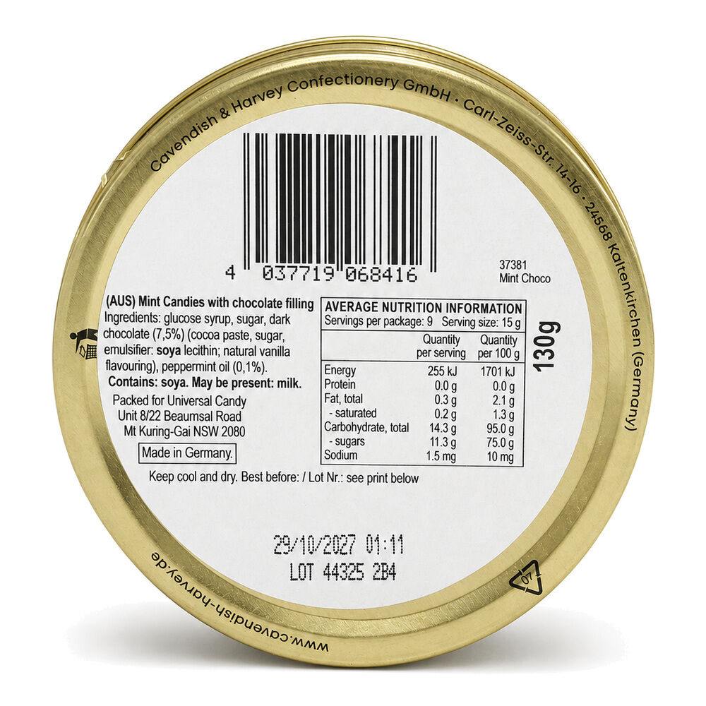Cavendish & Harvey Filled Mint Choco Drops 130gm