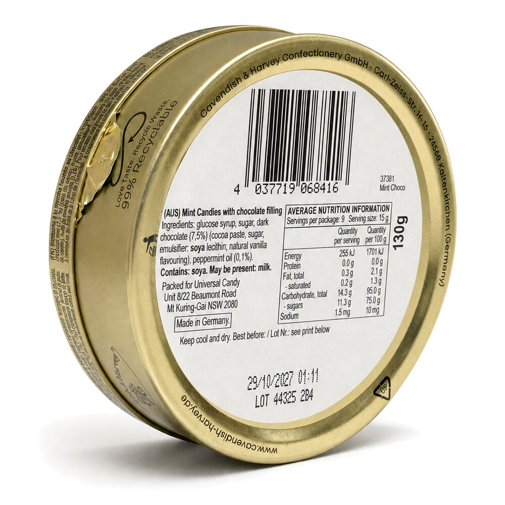 Cavendish & Harvey Filled Mint Choco Drops 130gm