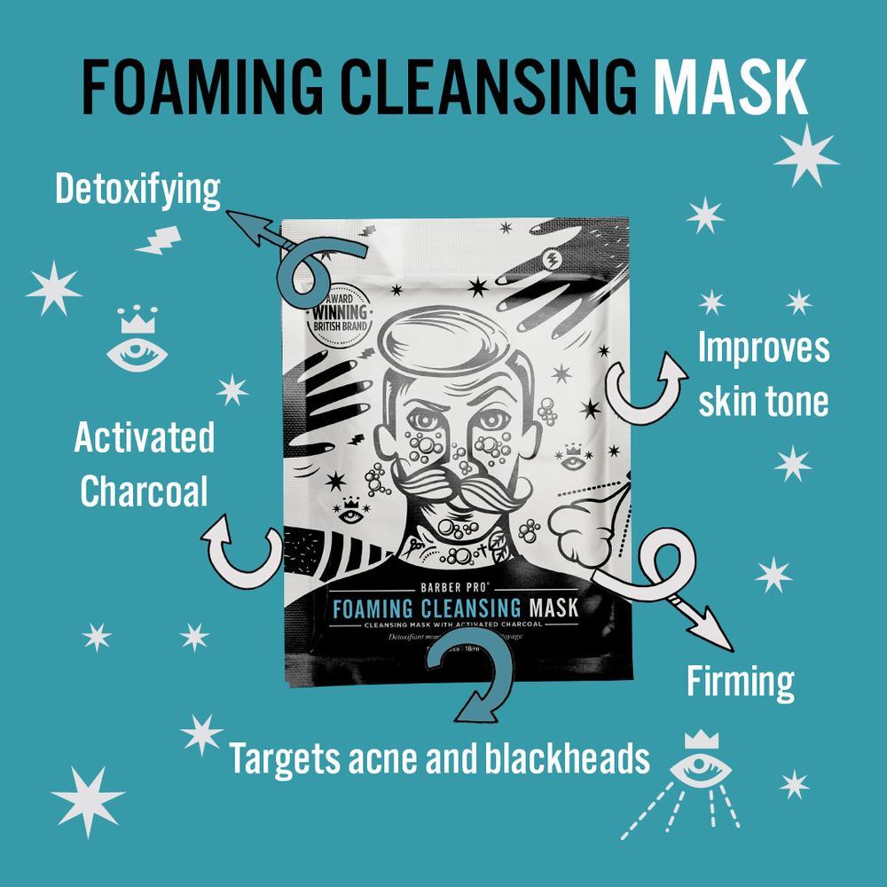 Barber Pro Foaming Cleansing Mask Activated Charcoal Mens Skin Care