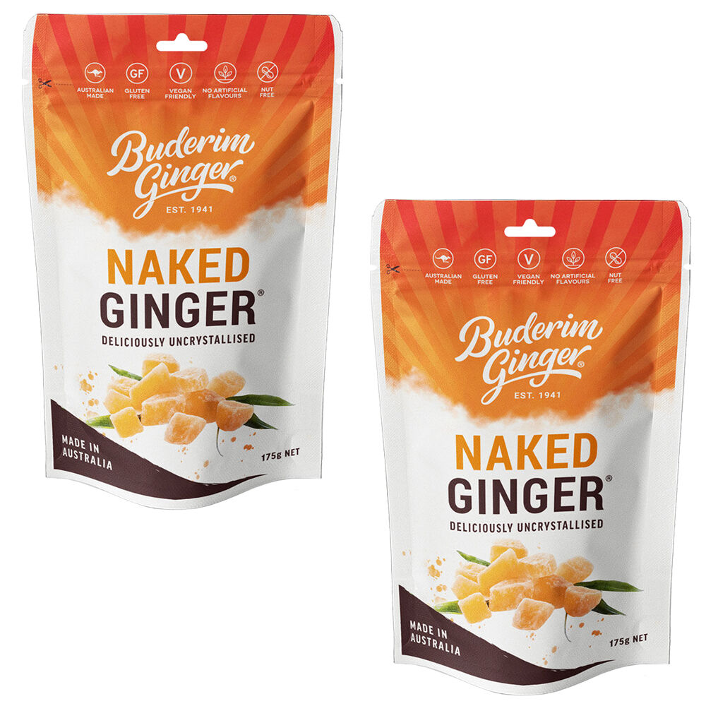 Buderim Ginger Naked Ginger 175g x2 Vegan Gluten Free Australian Made