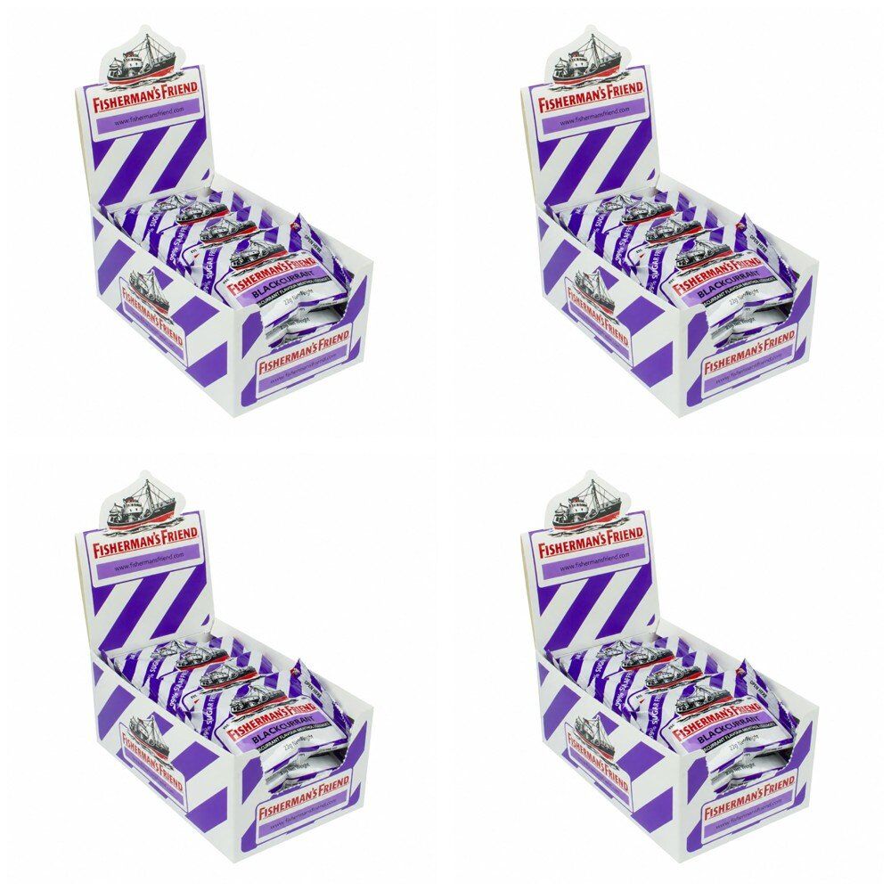 Fisherman's Friend Blackcurrant Sugar Free Lozenges 22g Counter Display of 12 Bundle of 4