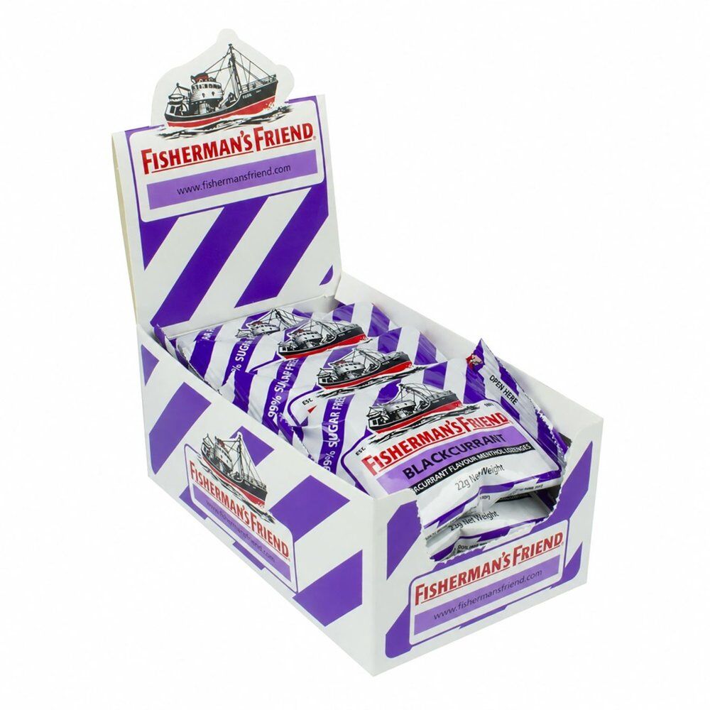 Fisherman's Friend Blackcurrant Sugar Free Lozenges 22g Counter Display of 12 Bundle of 6