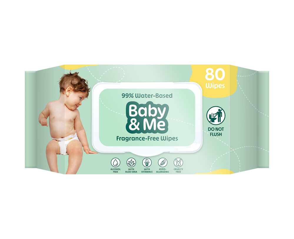 Baby & Me Fragrance-Free Baby Wipes 80 Pack