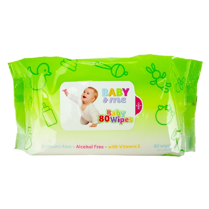 Baby & Me Wet Wipes 80 Sheets Moisturising Aloe and Vitamin E Care