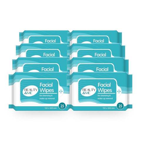 Beauty & Me Facial Cleansing Wipes Makeup Remover 25 Pack Bundle of 8
