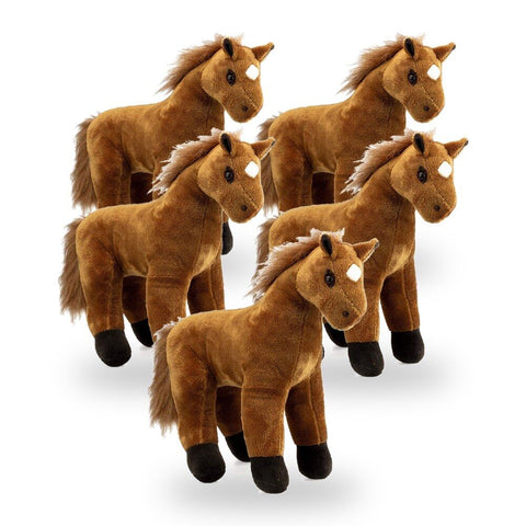 Teddy And Friends Farm Horse Baby Kids Stuffed Toy 33cm Brown Pack of 5