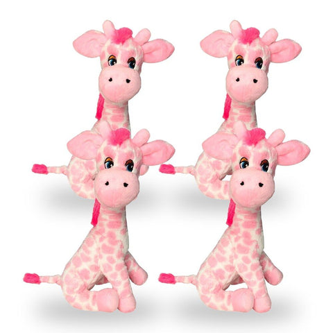 Teddy And Friends Bright Pink Gerry Giraffe 33cm Stuffed Toy Pack of 4