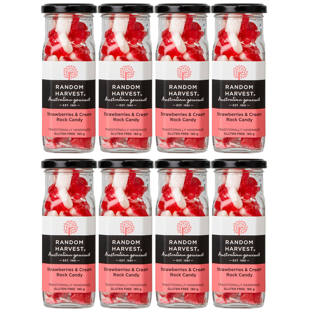 Random Harvest Strawberries and Cream Rock Candy 8 x 180g Gluten Free Jars