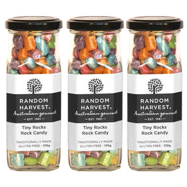 Random Harvest Tiny Rocks Rock Candy 3 x 170g Glass Jars Gluten Free