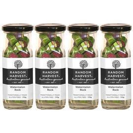 Random Harvest Watermelon Rock Candy 4 Pack 170g Glass Jar Vegan Sweets