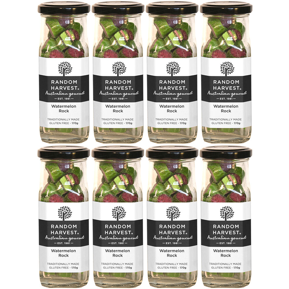 Random Harvest Watermelon Rock Candy 8 x 170g Jars Gluten Free Vegan Sweets