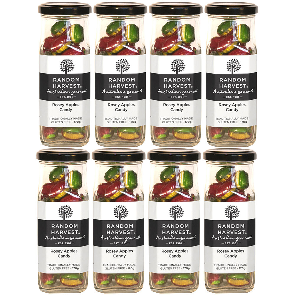 Random Harvest Rosey Apples Rock Candy 8 x 170g Jars Vegan Gluten Free Sweets