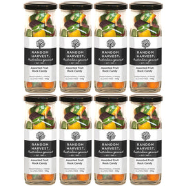 Random Harvest Assorted Fruit Rock Candy 8 x 170g Jars Gluten Free Vegan Sweets