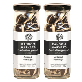 Random Harvest Aniseed Humbugs Candy 2 x 170g Jars Gluten Free Vegan