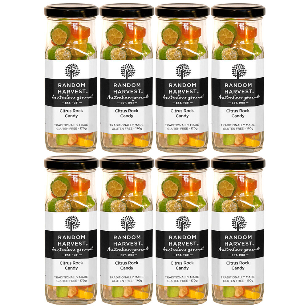 Random Harvest Citrus Rock Candy 8 x 170g Jars Gluten Free Vegan Sweets Australia