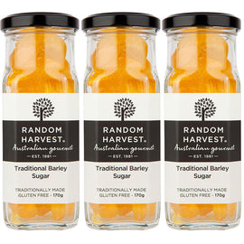 Random Harvest Traditional Barley Sugar Candy 3 x 170g Glass Jars Gluten Free