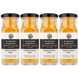 Random Harvest Barley Sugar Candy 4 Pack 170g Glass Jar Vegan Australian Sweets