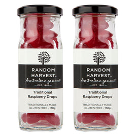 Random Harvest Traditional Raspberry Drops Candy 2 x 170g Jars Gluten Free