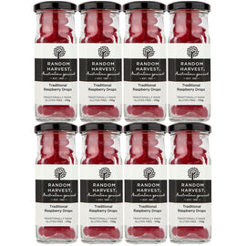 Random Harvest Traditional Raspberry Drops Candy 8 x 170g Jars Gluten Free Vegan