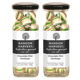 Random Harvest Chocolate Mint Humbugs 2 x 170g Jars Gluten Free Vegan Candy