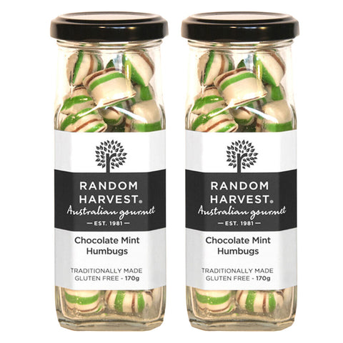 Random Harvest Chocolate Mint Humbugs 2 x 170g Jars Gluten Free Vegan Candy