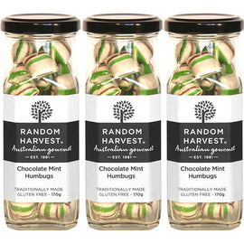 Random Harvest Chocolate Mint Humbugs Candy 3 x 170g Glass Jars
