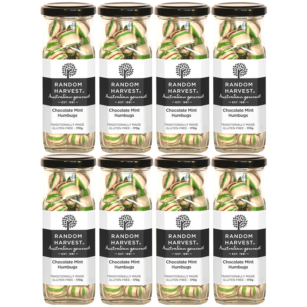 Random Harvest Chocolate Mint Humbugs 8 x 170g Jars Gluten Free Vegan Candy