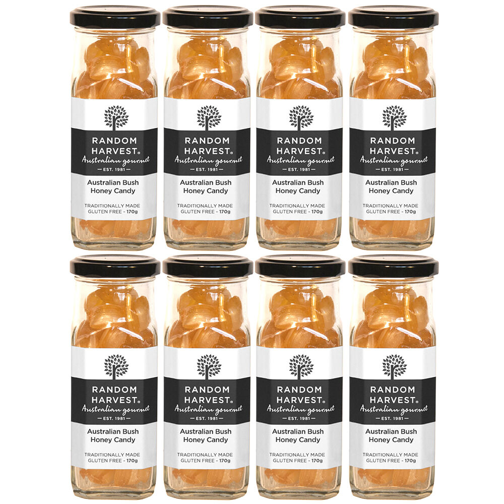 Random Harvest Bush Honey Rock Candy 8 x 170g Jars Gluten Free Vegan Friendly