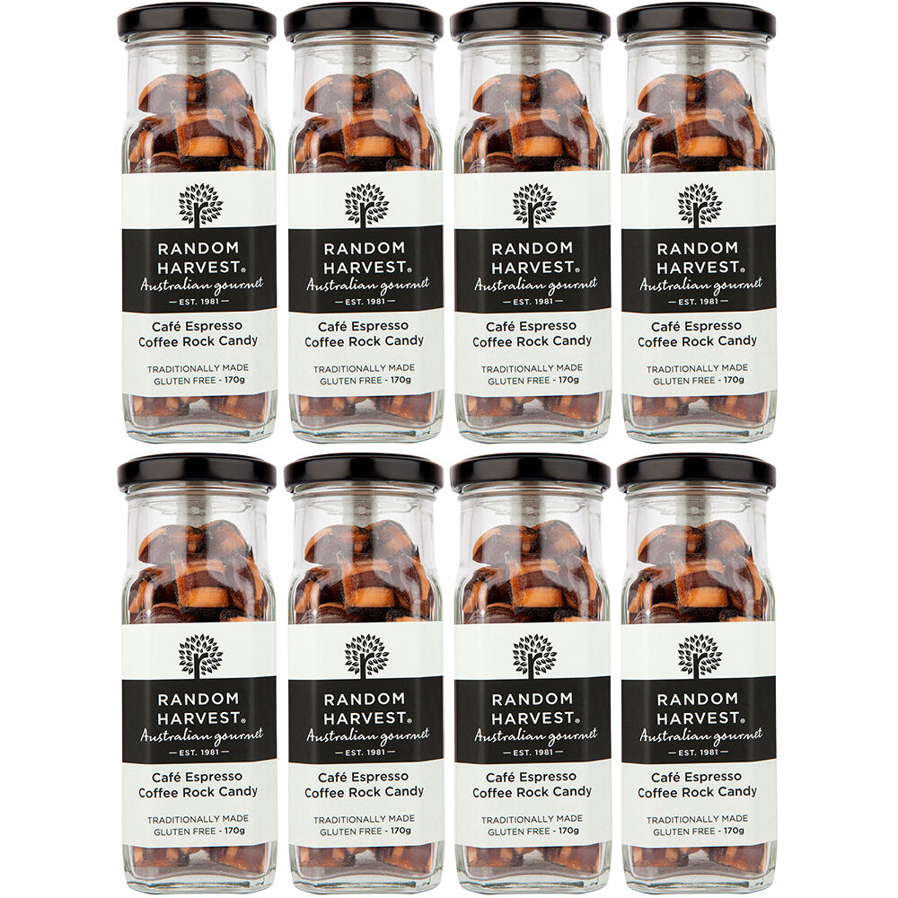 Random Harvest Cafe Espresso Rock Candy 8 x 170g Jars Gluten Free Vegan Friendly