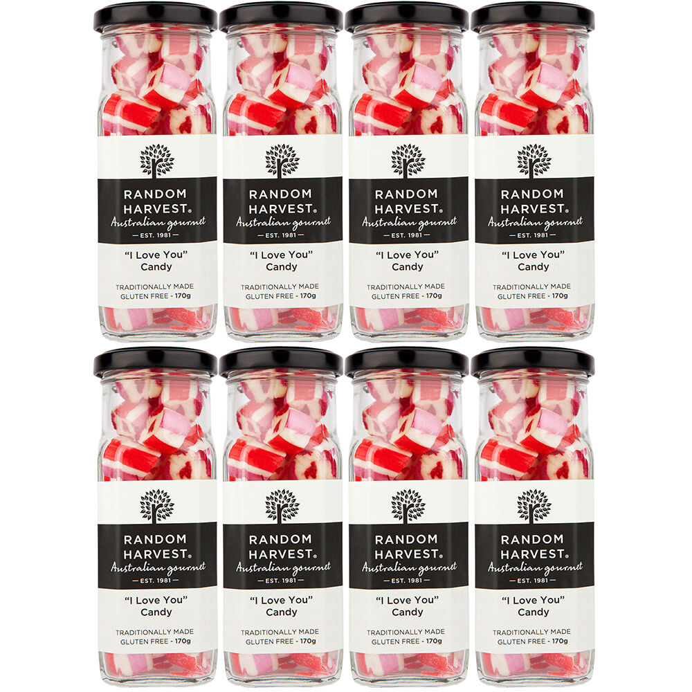 Random Harvest I Love You Rock Candy 8 x 170g Jars Vegan Friendly Australian Made