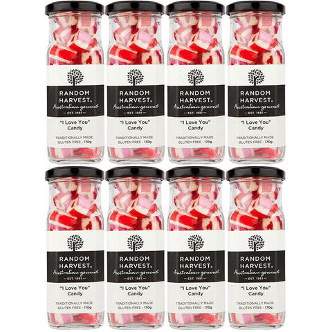 Random Harvest I Love You Rock Candy 8 x 170g Jars Vegan Friendly Australian Made