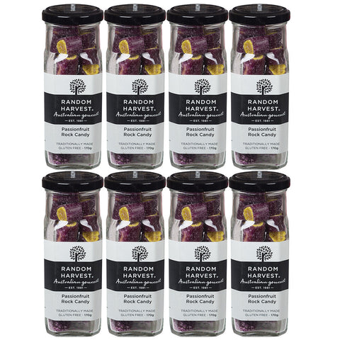 Random Harvest Passionfruit Rock Candy 8 x 170g Jars Vegan Friendly Gluten Free